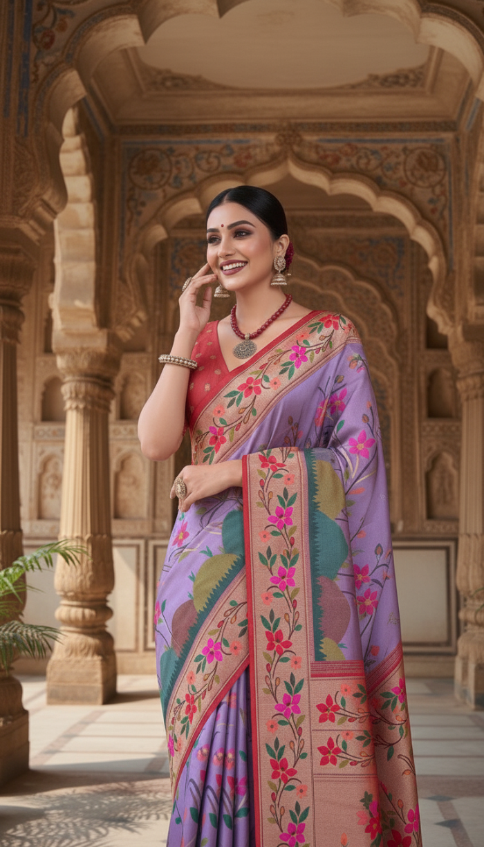 Kanjivaram Style with Banaras Kathan