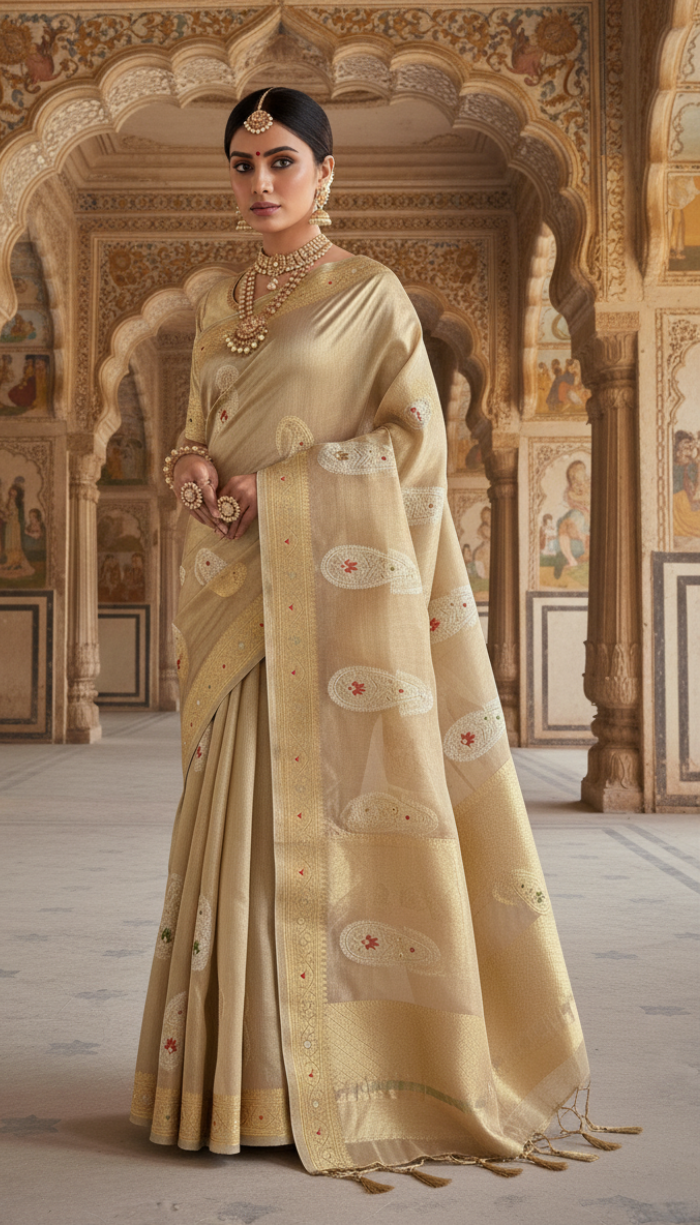 Pure Khaddi Chiffon Tissue Saree