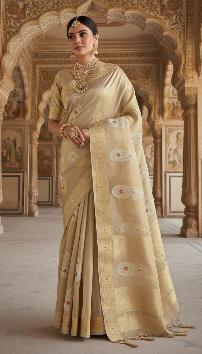 Pure Khaddi Chiffon Tissue Saree
