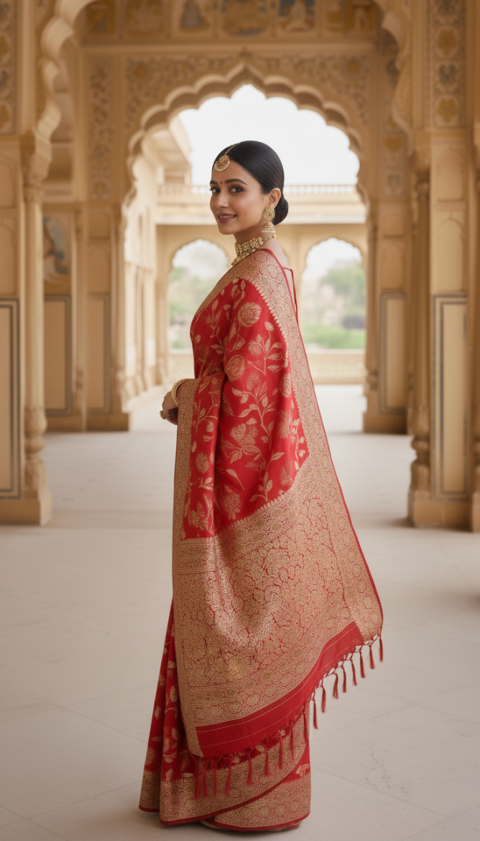 Banarasi Handloom Maroon Saree
