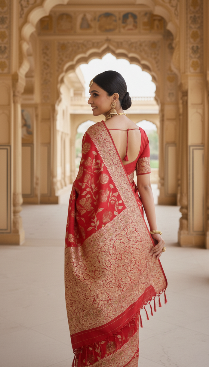 Banarasi Handloom Maroon Saree