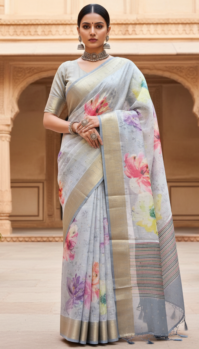Premium Kotta Silver Shaded Saree