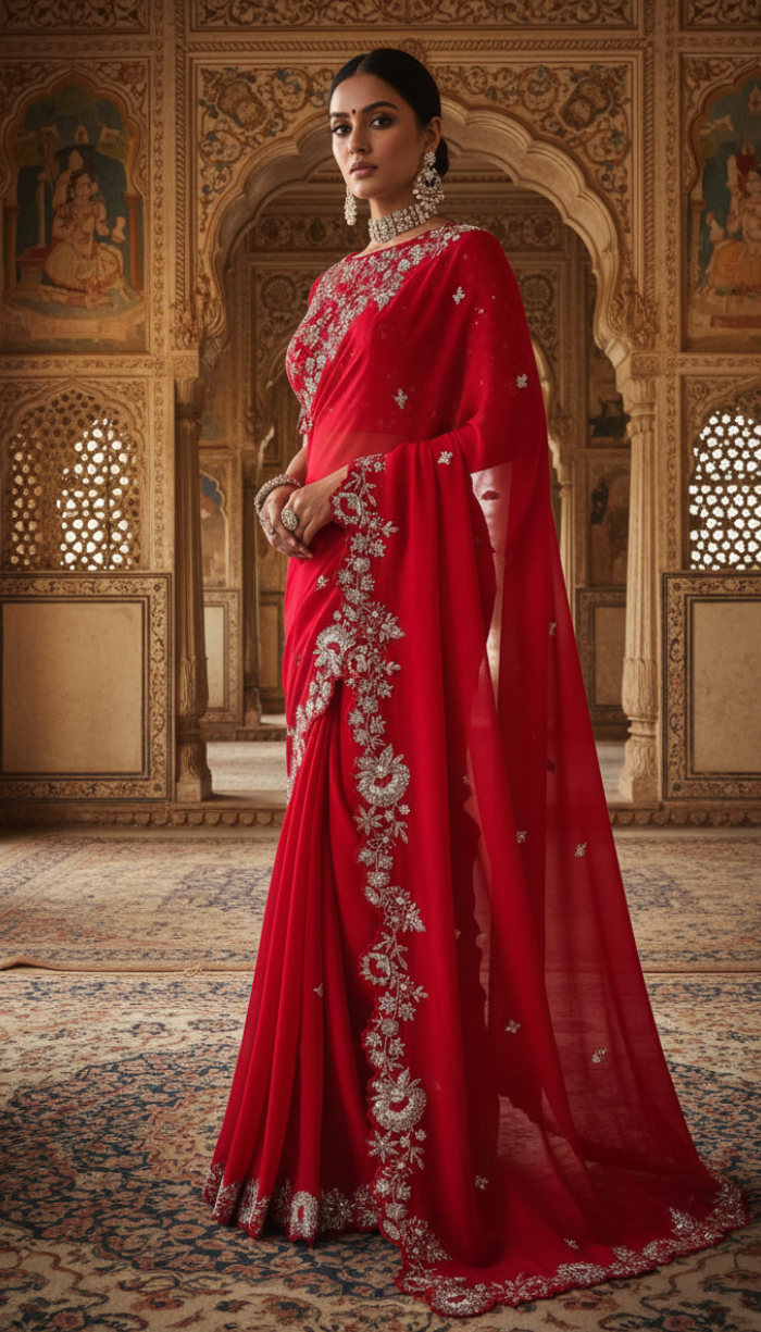 Pure Organza Silk Fabric In a Stunning Red Shade