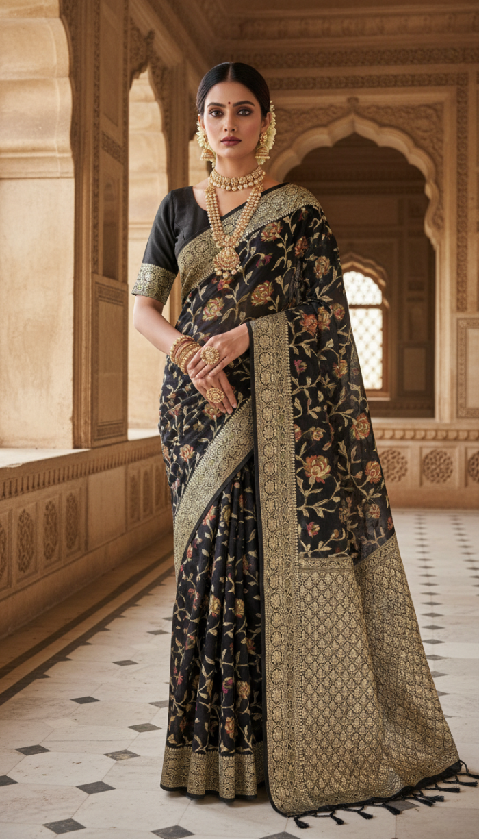 Banarasi Handloom Black Saree