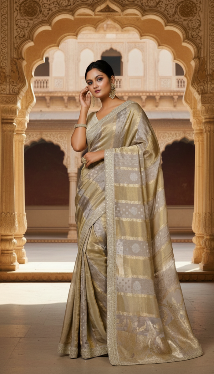 Pure Tissue silk With Sabyasachi style border