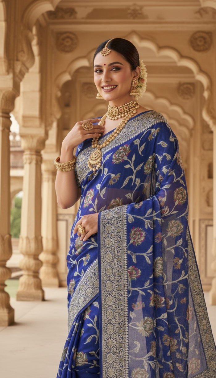 Banarasi Handloom Blue Saree