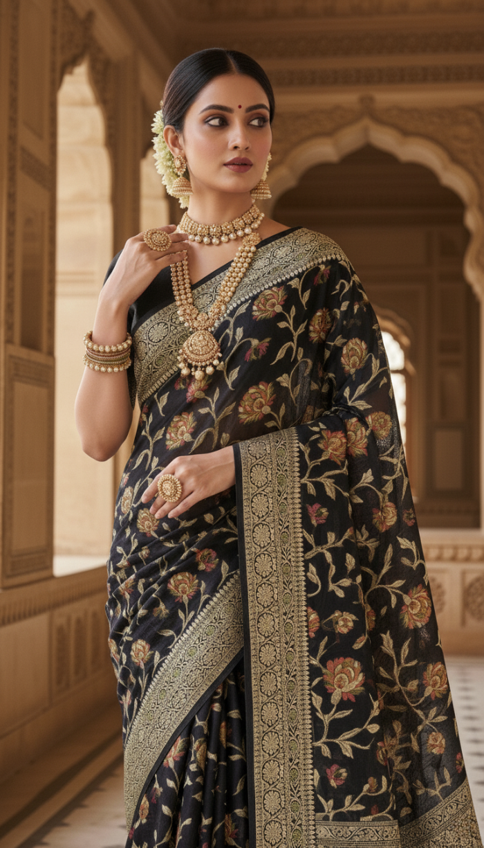 Banarasi Handloom Black Saree