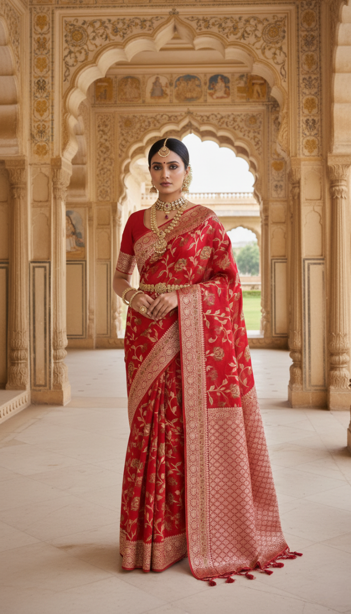 Banarasi Handloom Maroon Saree