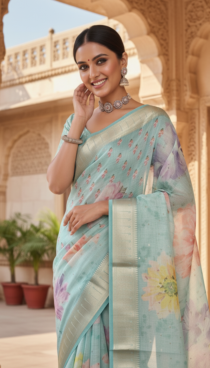 Premium Kotta Sea Blue Saree
