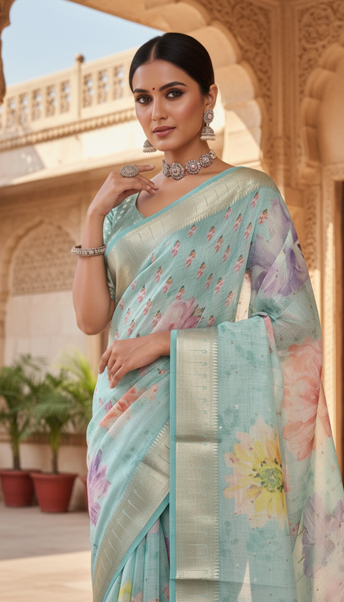 Premium Kotta Sea Blue Saree
