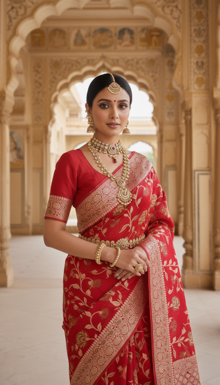 Banarasi Handloom Maroon Saree