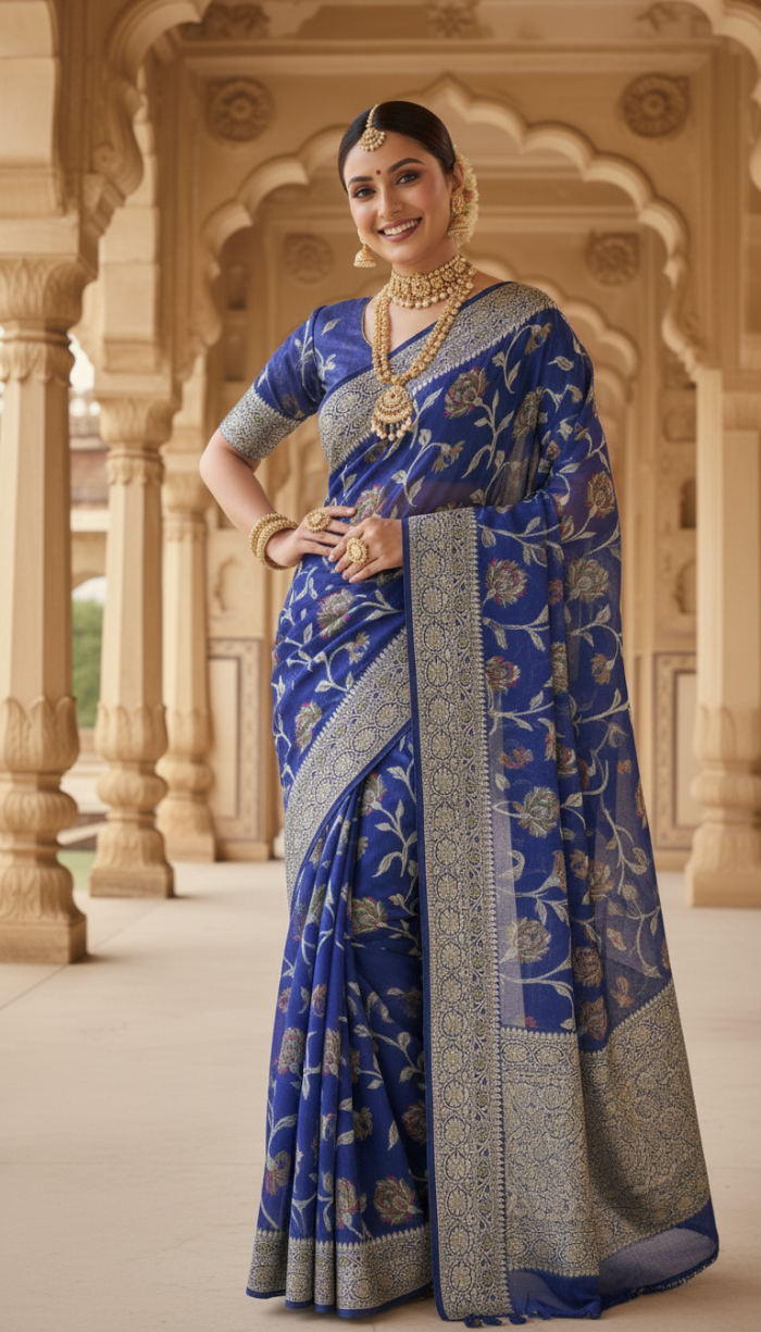 Banarasi Handloom Blue Saree