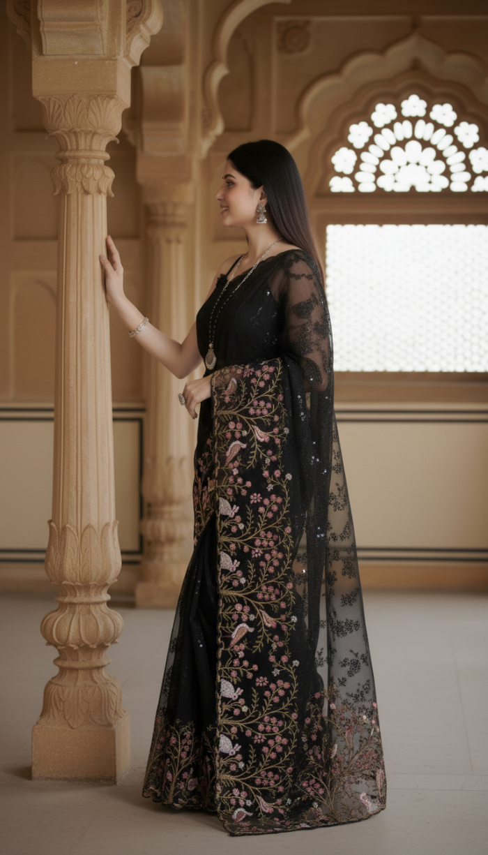 Tissue Silk Saree - Black