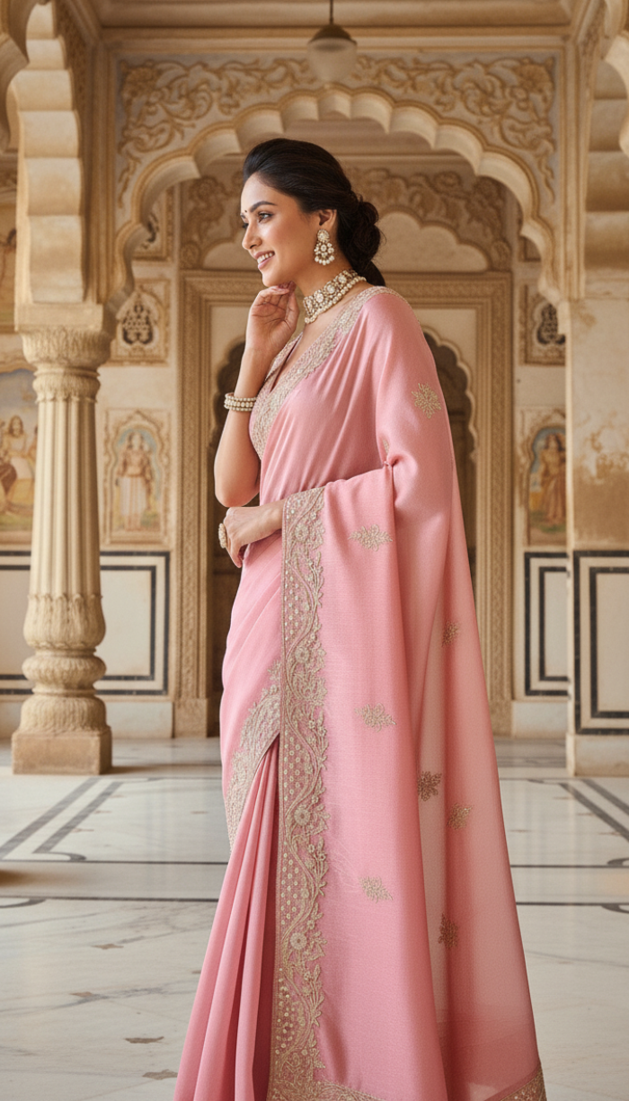 Rose Gold Premium Banarasi Zari