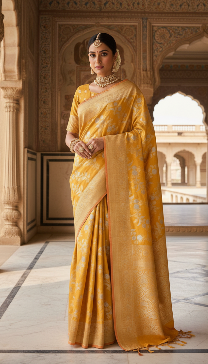 Kanjivaram Style With The Intricate Banaras Kathan