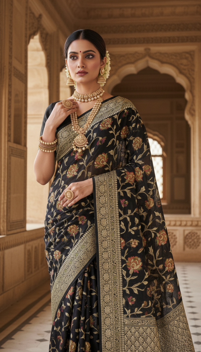 Banarasi Handloom Black Saree