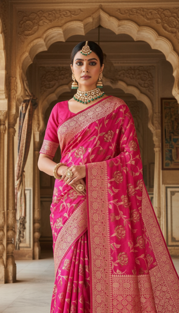 Banarasi Handloom Pink Saree