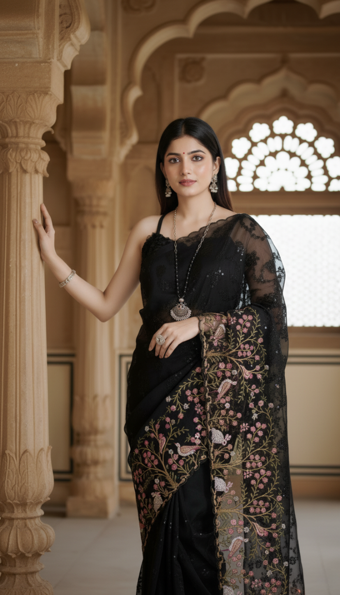 Tissue Silk Saree - Black