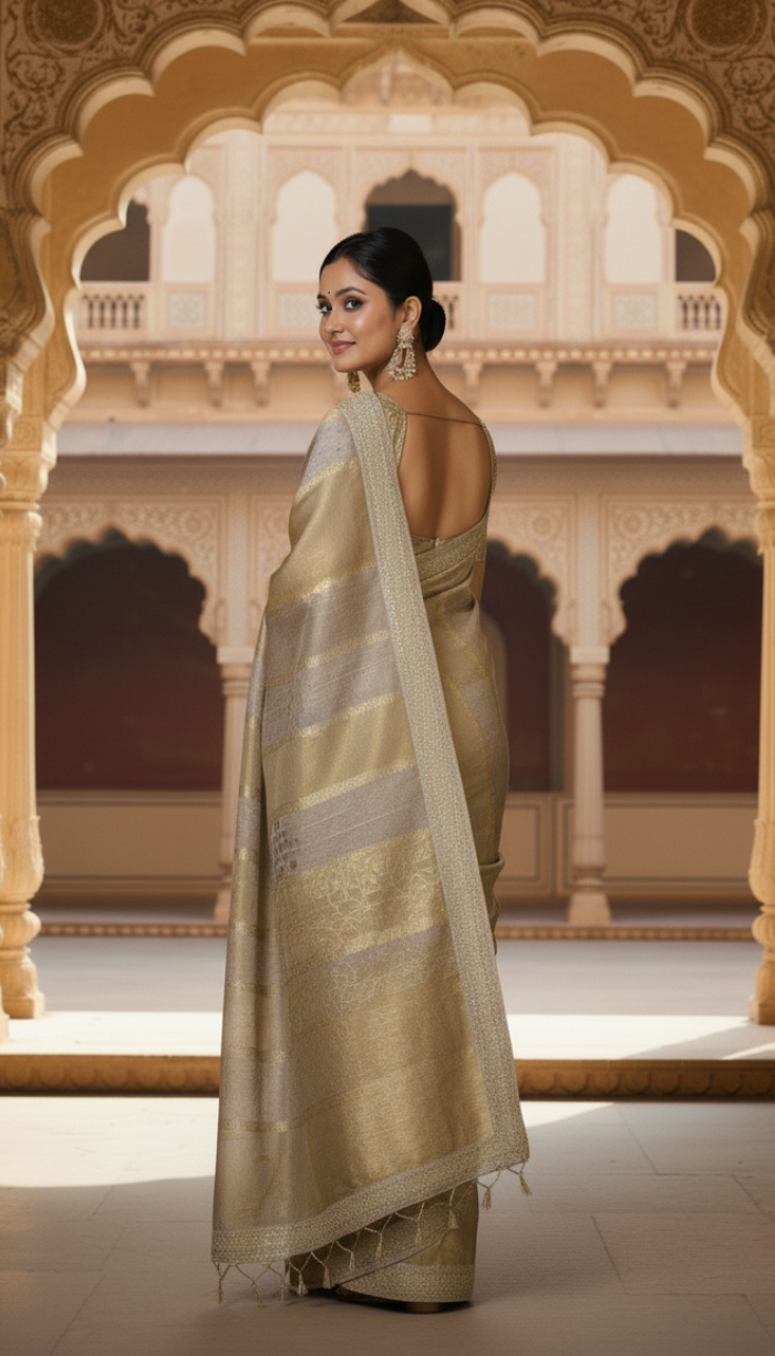 Pure Tissue silk With Sabyasachi style border