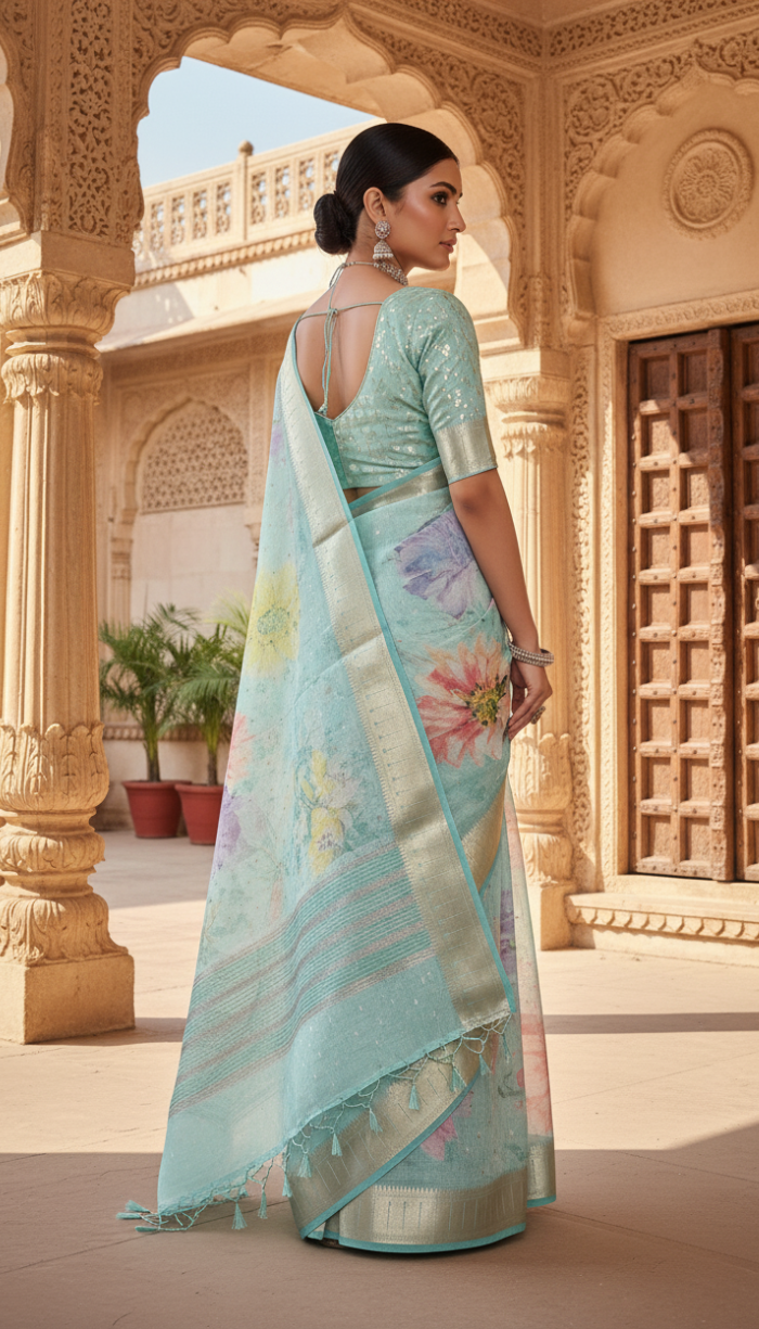 Premium Kotta Sea Blue Saree
