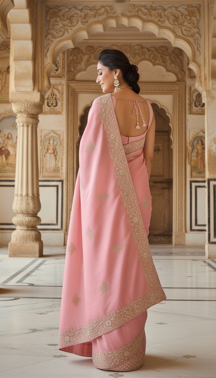 Rose Gold Premium Banarasi Zari