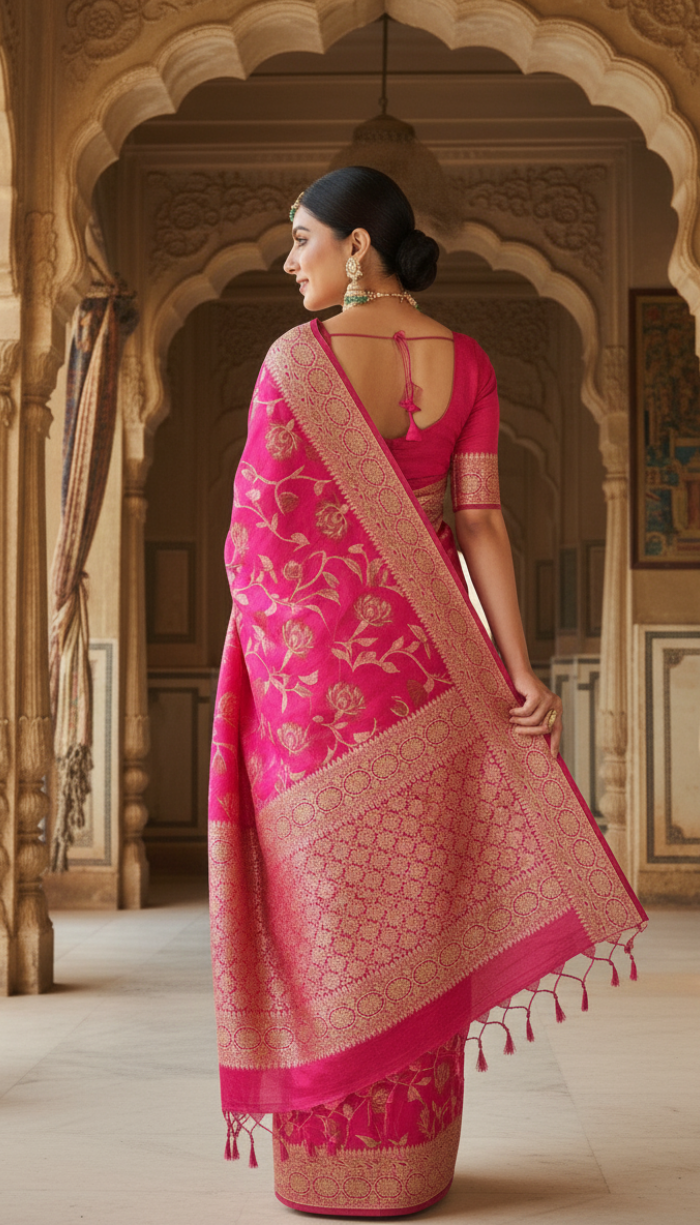 Banarasi Handloom Pink Saree