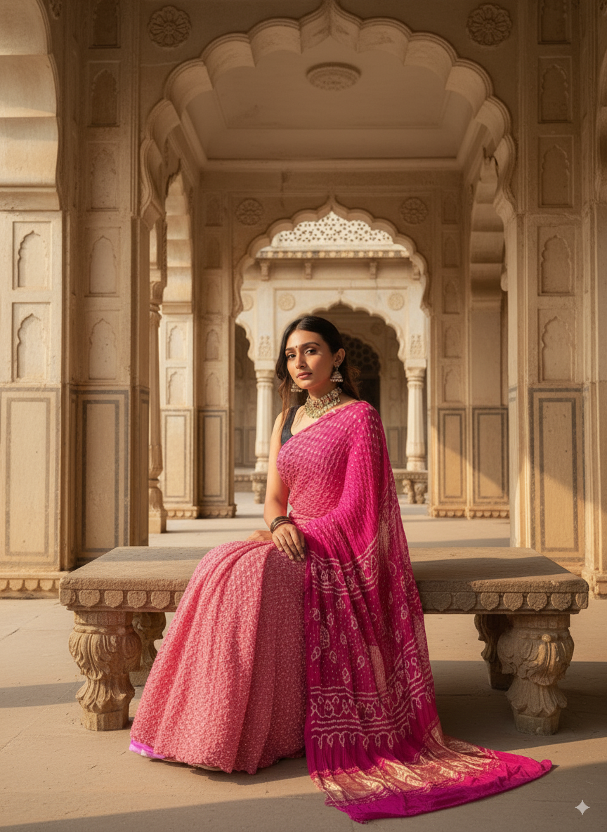 Pure Gaji Silk Purple Shaded Saree
